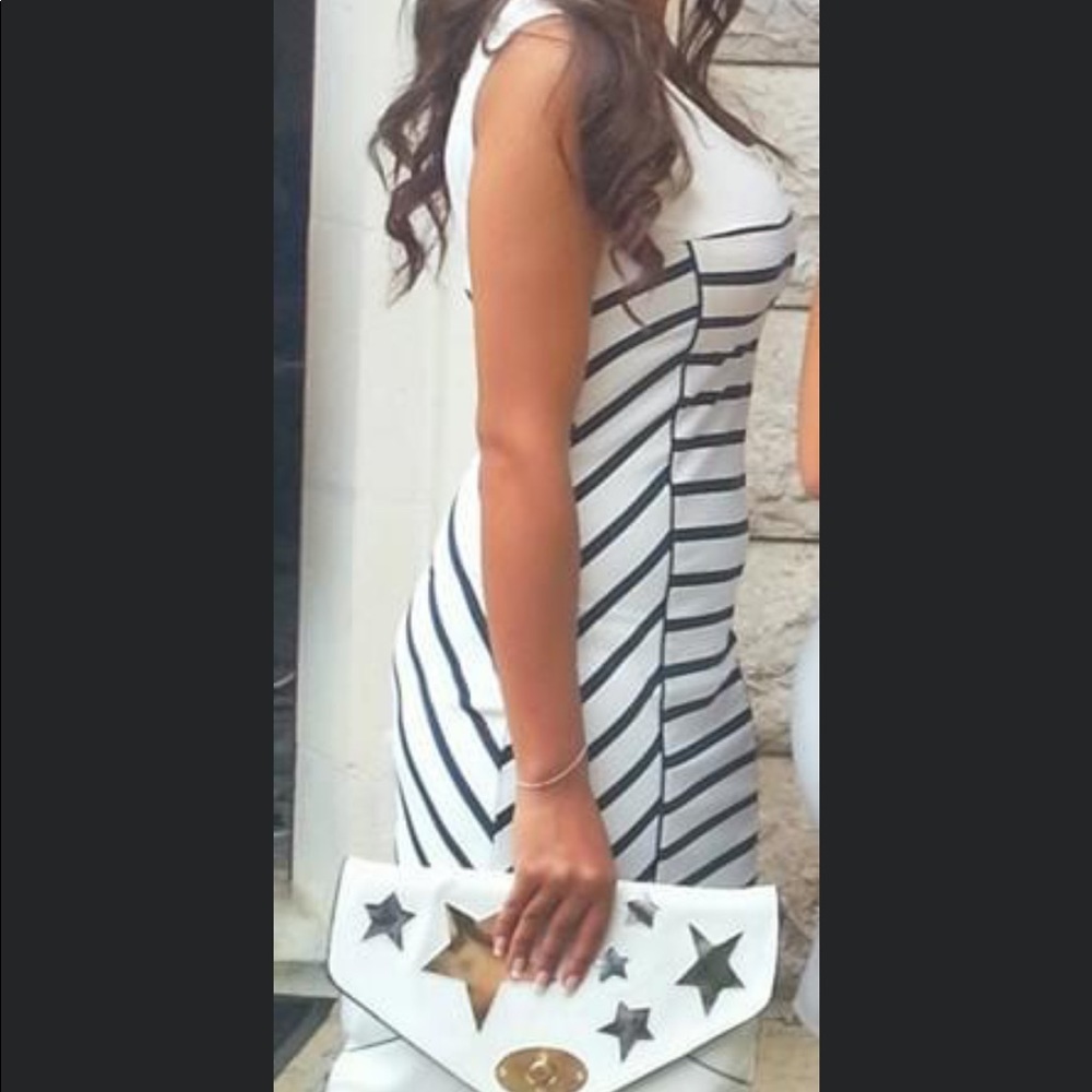 Gorgeous Elite white striped dress